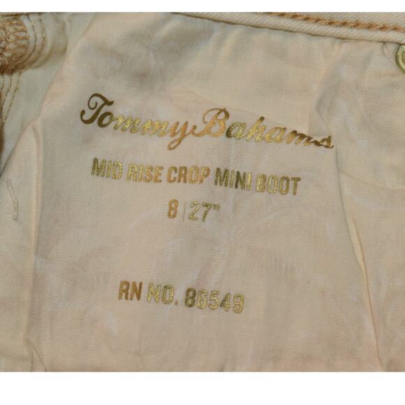 Tommy Bahama Women's 8/27 Khaki Mid Rise Crop Mini Boot Indigo Palms Pants - Picture 5 of 8